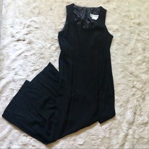 1990 Black Super Maxi Short Sleeve Slit Dress